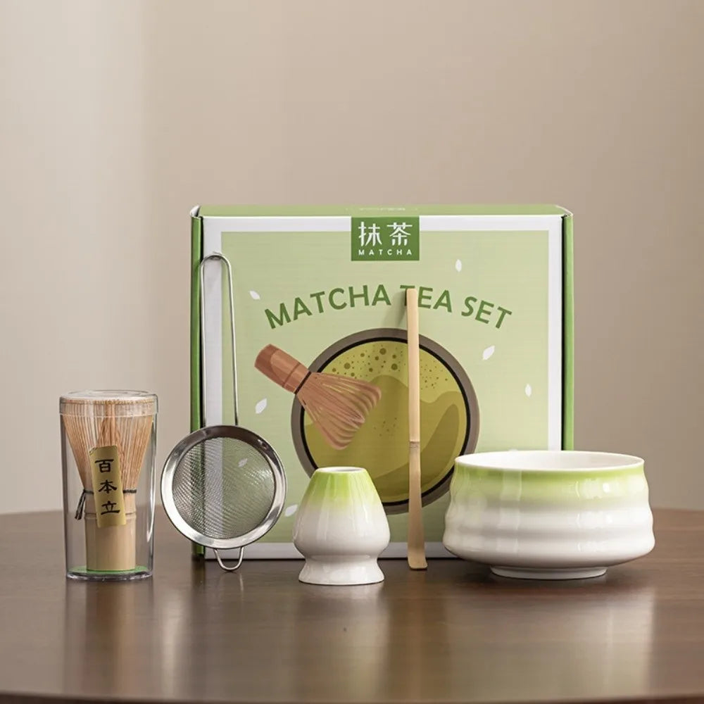 Bamboo Ceramic Japanese Matcha Tea Set Reusable Chasen Stirring Tea Sticks Matcha Spoon Matcha Whisk Set