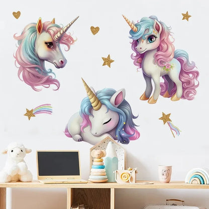 Unicorn Vinyl Child Wall Sticker For Baby Room Decoration Bedroom Accessories Furniture Sticker Adhesive Wallpaper Wall Decor