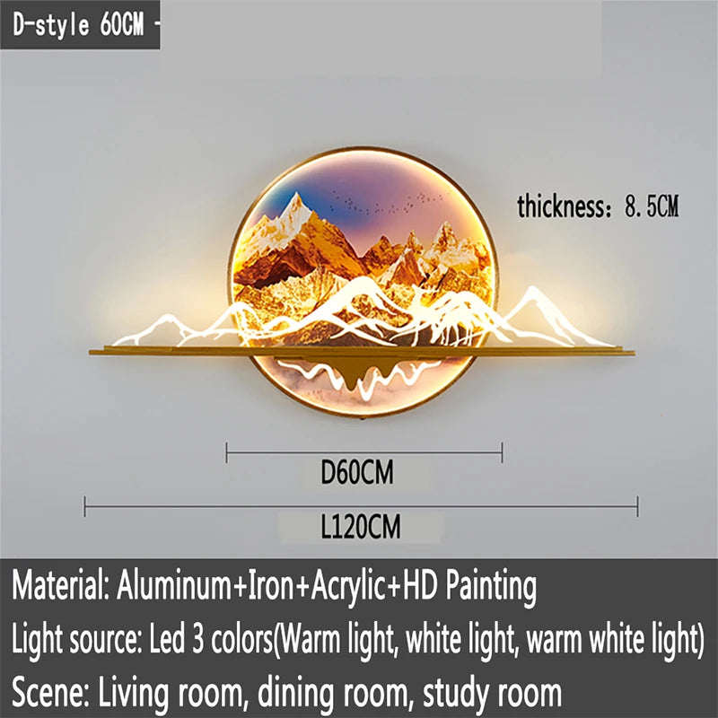 OUFULA Modern Picture Wall Light LED Chinese Creative Landscape Mural Lamp For Home Living Room Study Bedroom Decor