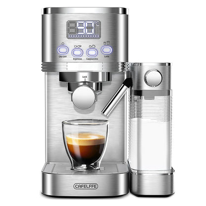 Cafelffe 3in1 Semi Automatic Espresso Cappuccino Latte Coffee Machine Automatic Milk Froth Ground Coffee Stainless Steels 20Bar