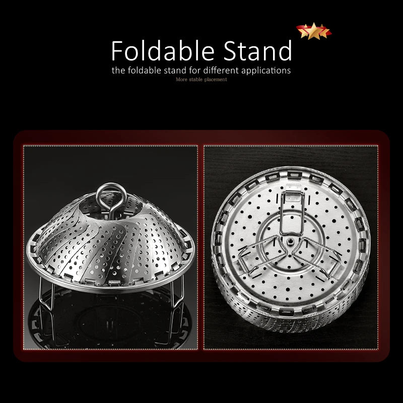 GEDO Foldable and Detachable Steaming Plate 277mm Diameter Steamer with Drainage Holes Easily Clean Chinese Breakfast Cookware