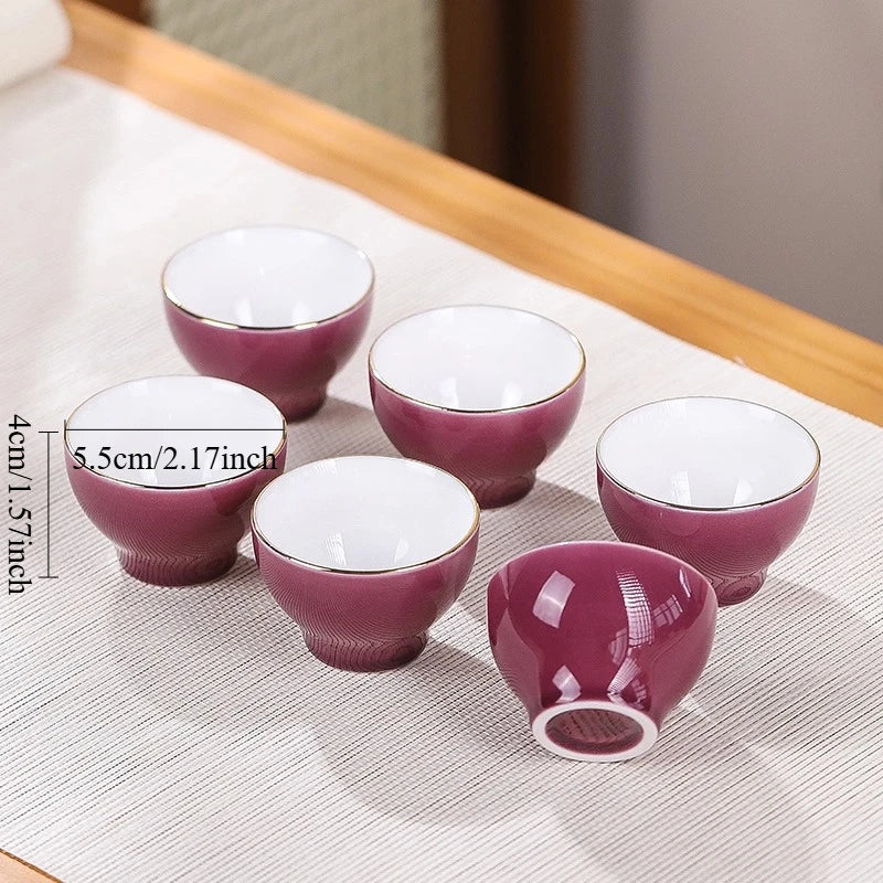 Purple Ceramic Tea Set High End Household Tea Set Office Tea Bowl San Cai Gai Bowl Kung Fu Teaset Accessories Fair Cup