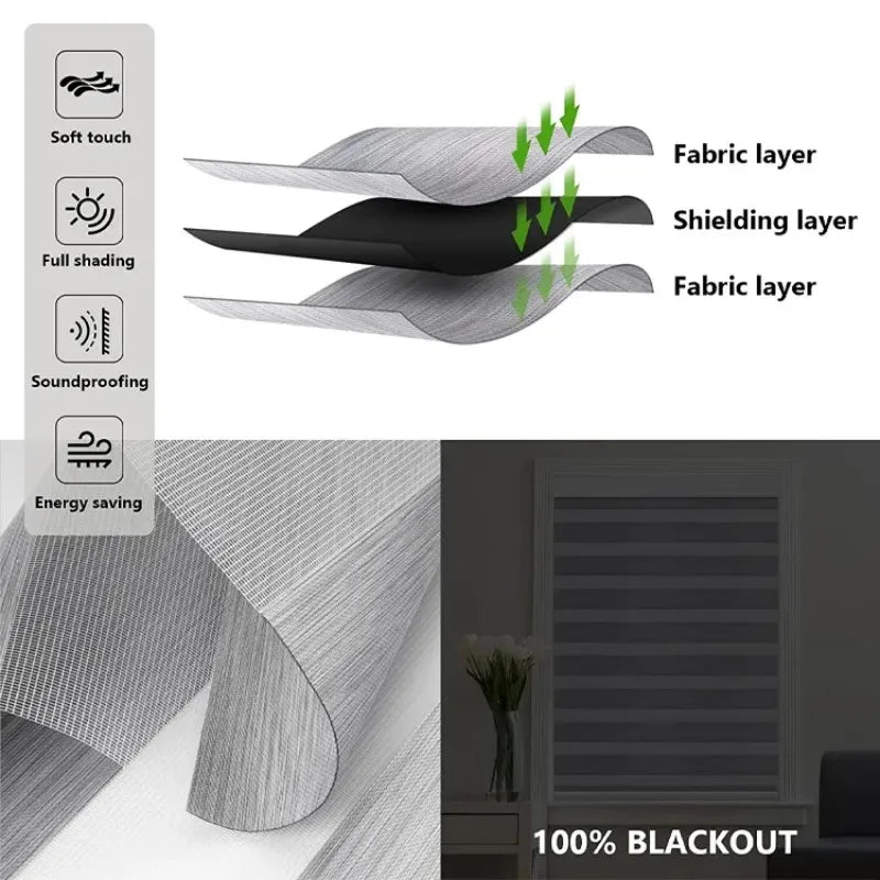 2025Customized Blinds Wifi And Phone Control Dual Fabric Rechargeable Zigbee  Motor Motorized Zebra Roller Blinds For Window