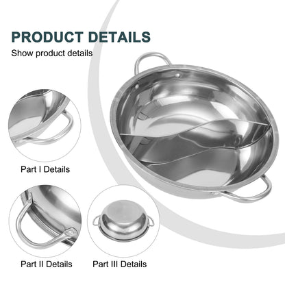 28/30 سنتيمتر التوأم مقسمة إناء/ قدر الفولاذ المقاوم للصدأ Hotpot المطبخ طباخ المنزل الطبخ تجهيزات المطابخ طبق طبق متوافق طباخ موقد غاز