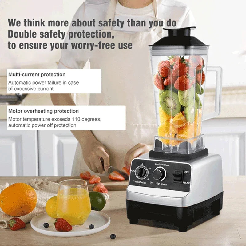 220V 2000W Heavy Duty Commercial Blender Juicer Fruit Fruit Mixer Επαγγελματικός Επεξεργαστής τροφίμων Υψηλής Ισχύος Ice Smoothies BPA Δωρεάν 2L Jar