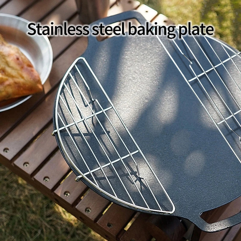 Outdoor Barbecue Net Steam Rack Stainless Steel Camping Barbecue Frying Pan Barbecue Meat Drain Anti Scorching Grill