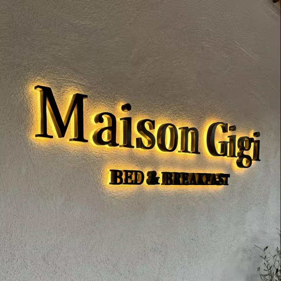 Custom Wall Logo Sign Business Metal Backlit Custom LED Channel Letter Light Sign of 3D Logo Led Illuminated Sign