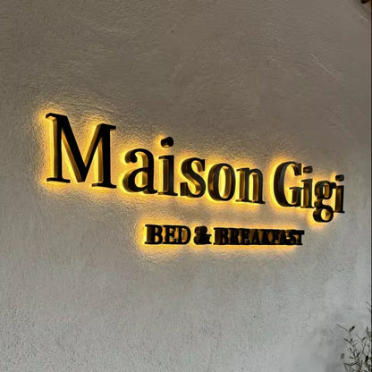 Custom Wall Logo Sign Business Metal Backlit Custom LED Channel Letter Light Sign of 3D Logo Led Illuminated Sign