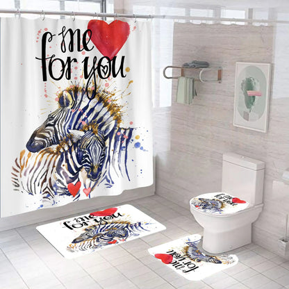 3D Digital Printing Flowers Shower Curtain Waterproof Polyester Bathroom Curtains Colorful Shower Curtain Set Bath Mats Rugs