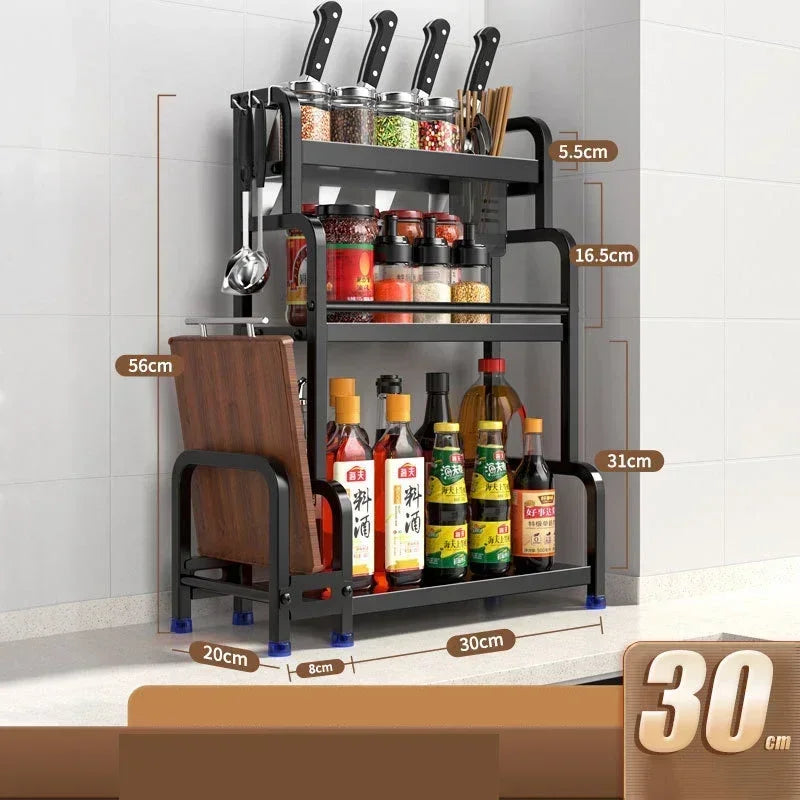 Knife Stand Door Organizer Spices Spice Racks Rack Jars Cutting Seasoning Drain Kitchen 2/3layers Condiments Storage Rack Board