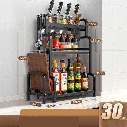 Knife Stand Door Organizer Spices Spice Racks Rack Jars Cutting Seasoning Drain Kitchen 2/3layers Condiments Storage Rack Board