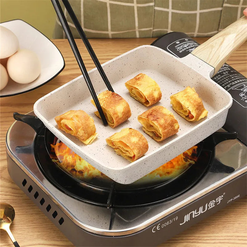 Pan Nonstick Japanese Omelette Pan Egg Roll Pan Anti Scalding Handle Breakfast Maker Cookware for All Stove Frying Pan