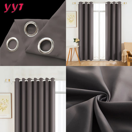 YanYangTian Blackout Curtain Home Decor Window Living room Shading Curtains for bedroom Simple Solid Thicker Dark Curtains