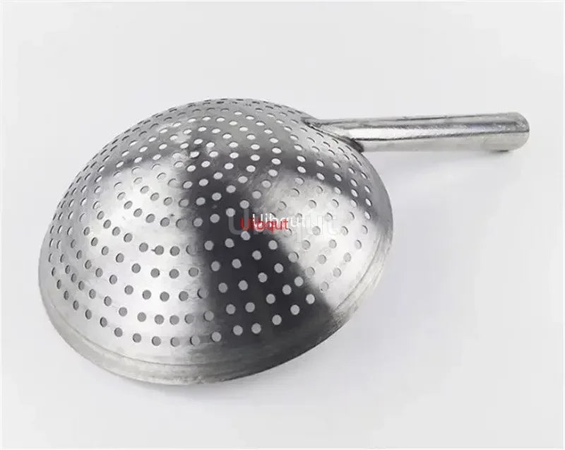 Großer großer dicker Edelstahl -Mesh -Sieb Colander Wok Holzgriff Kochgeschirr Ölmehl Sifter Colander Küche Kochen Wok