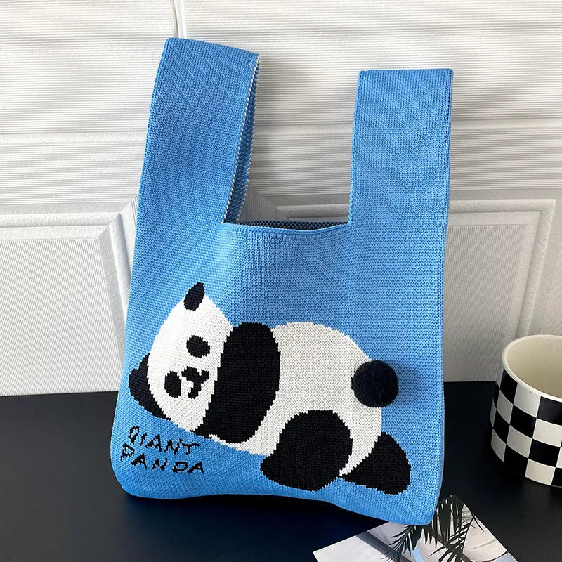 Women Handmade Knitted Small Handbag Casual Wrist Bag Versatile Shopper Mini Tote Bag Student Reusable Shoulder Bag Daily Use