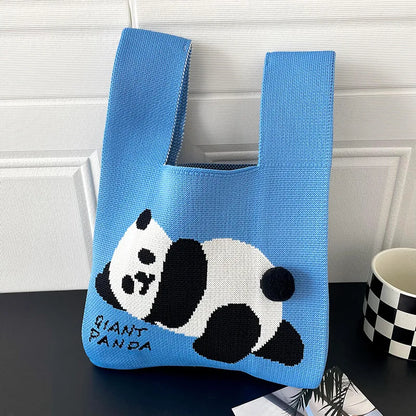 Women Handmade Knitted Small Handbag Casual Wrist Bag Versatile Shopper Mini Tote Bag Student Reusable Shoulder Bag Daily Use