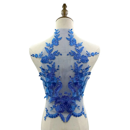 1pc Embroidered Lace Applique Sewing Flower Fabric Collar Patch for Wedding Party Gown Bridal Dress Clothes DIY Crafts