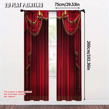 2Pcs Red Blackout Curtains For Privacy Machine Washable Perfect For Bedroom Living Room Decor Fashion Decorative Curtain