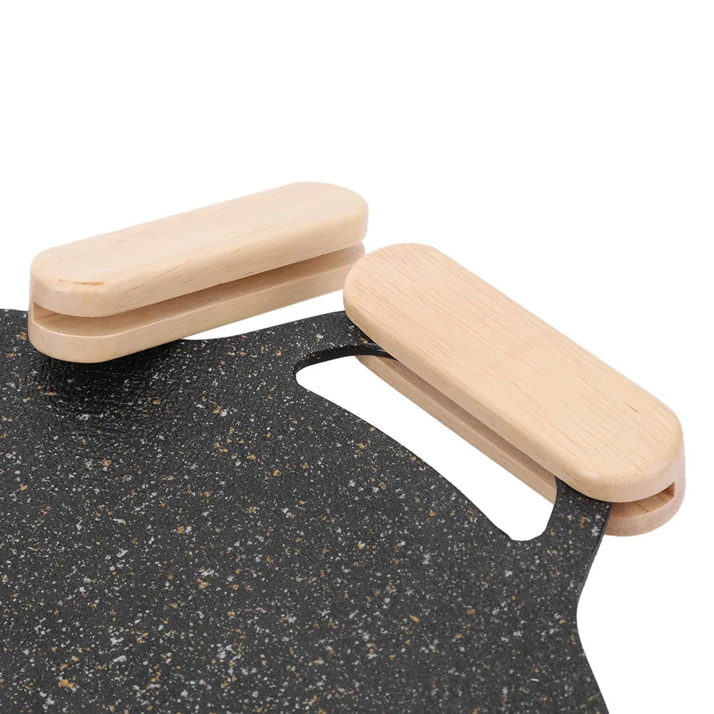 Panage de barbecue en bois massif Pandon anti-échelle 2pcs Panage isolée Handle résistant à la chaleur pour sauce de cuisson Pan de grillade saute