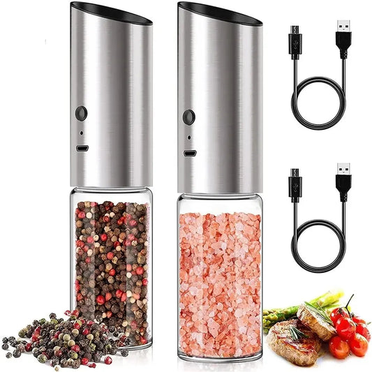 Elektresch Salz a Pepper Grinder Set USB Opluedbar eletresch Peffer Milleratesche Spice Stolmaschinn Tool