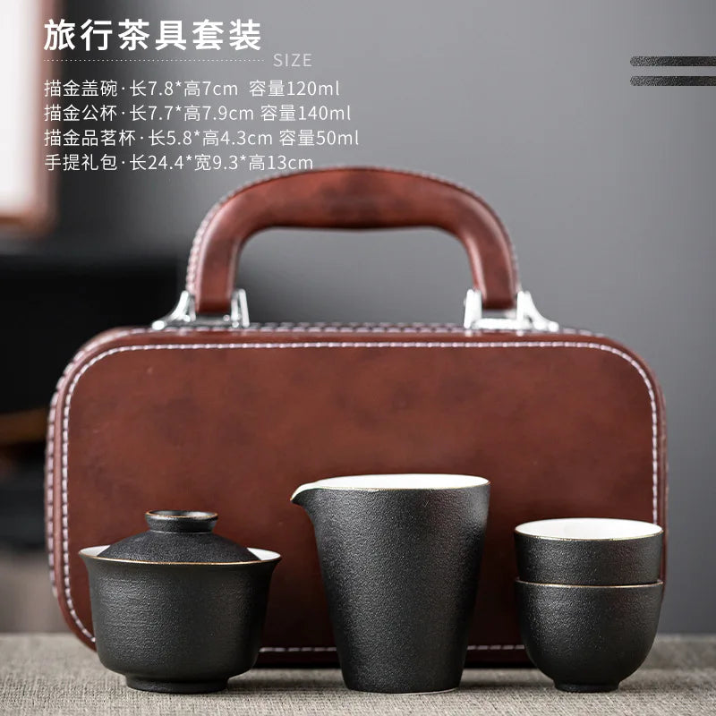 Light Luxury Portable Ceramic Tea Set Creative Office Kung Fu Tea Set Chinese Outdoor Travel Quick Tea Cup Set Friend Gift