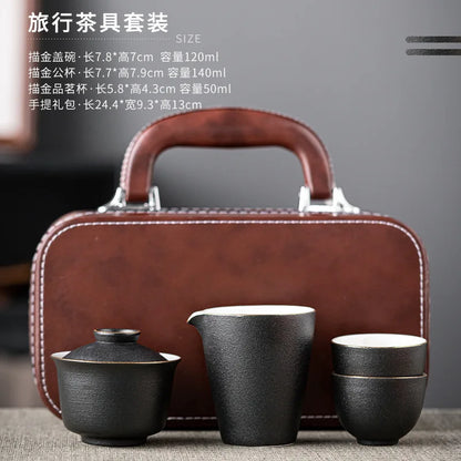 Light Luxury Portable Ceramic Tea Set Creative Office Kung Fu Tea Set Chinese Outdoor Travel Quick Tea Cup Set Friend Gift