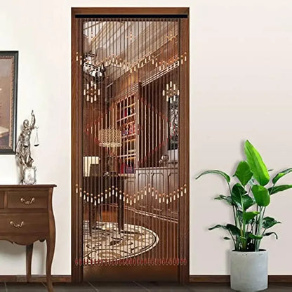 Bamboo Curtain Door Curtain 90 x 208 cm Wood Natural Bead Curtain Thread Curtain Insect Proof Curtain Room Divider Decorative