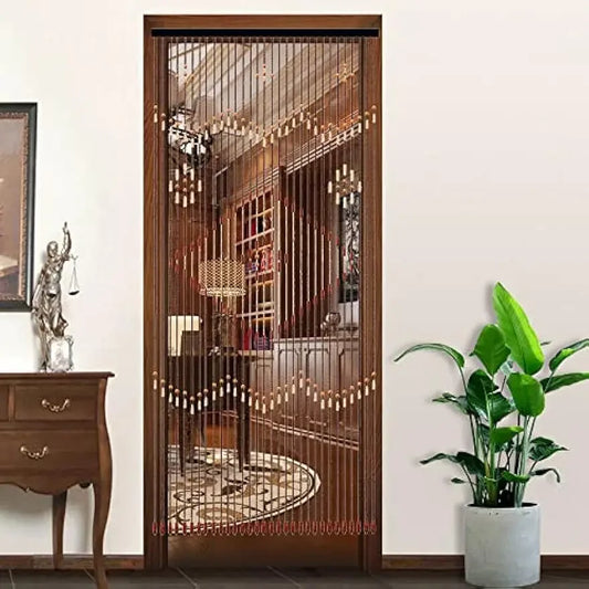 Bamboo Curtain Door Curtain 90 x 208 cm Wood Natural Bead Curtain Thread Curtain Insect Proof Curtain Room Divider Decorative