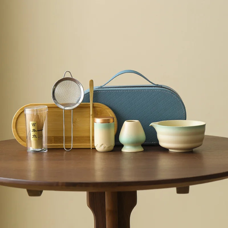 NEW High-end Japanese Ceramic Matcha Gift Box Matcha Tea Set With Whisk And Bowl Sumptuous Grinder Brush Tea Tools Hold