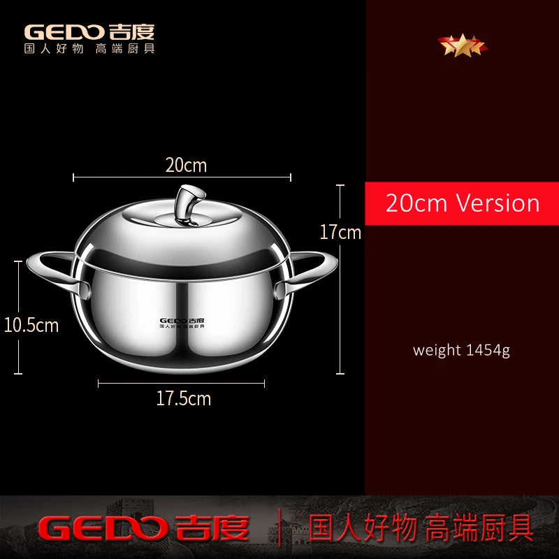 LFGB Certification Apple Shape 3.2L 304 Stainless Steel Kitchen Saucepot Ultra Thick Stewing Pot Internal Circulation Soup Pot