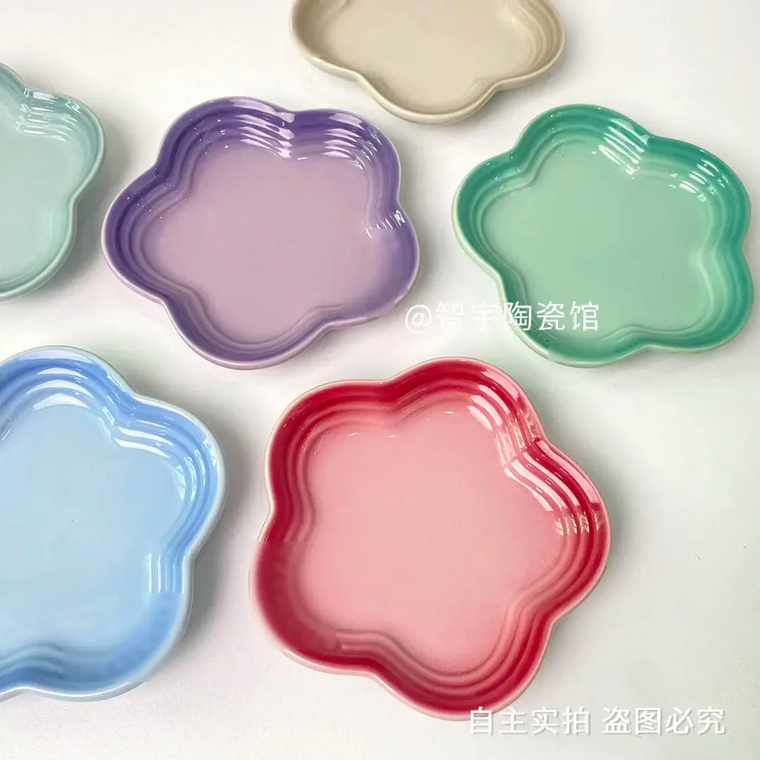 RAINBOW PLUM Blossom liten plate 6 tommer 15 cm sausplate Blomsterformet PET Gradvis pigg Benplate servise keramikk