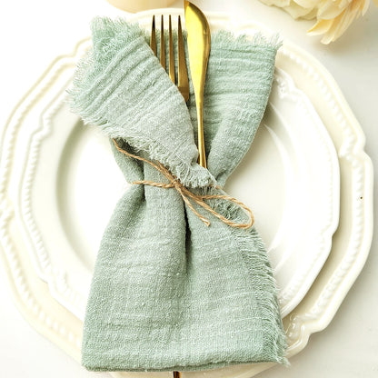 6PCS Napkins 32x32cm Cotton Cloth Gauze Retro Burr Rustic Kitchen Towel Dining Place Mat Wedding Party Linen Napkin Table Decor