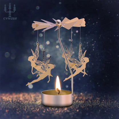 1pc Metal Hot Rotating Candle Holder Christmas Rotating Candle Holder Dinner Party Wedding Party Candle Holder Decoration Gift