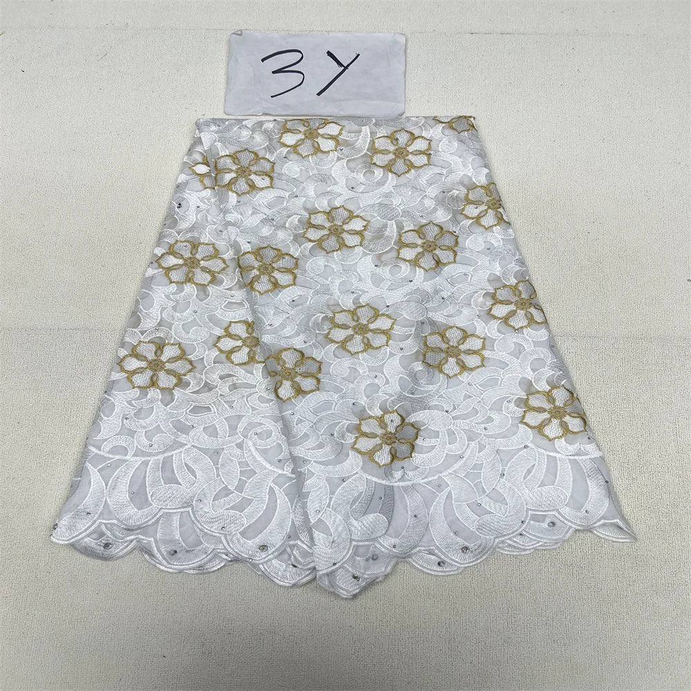 African Sequins Beaded Lace Fabrics  3 yards High Quality Sequence Embroidery French Nigerian Lace Fabric For Wedding Sewing