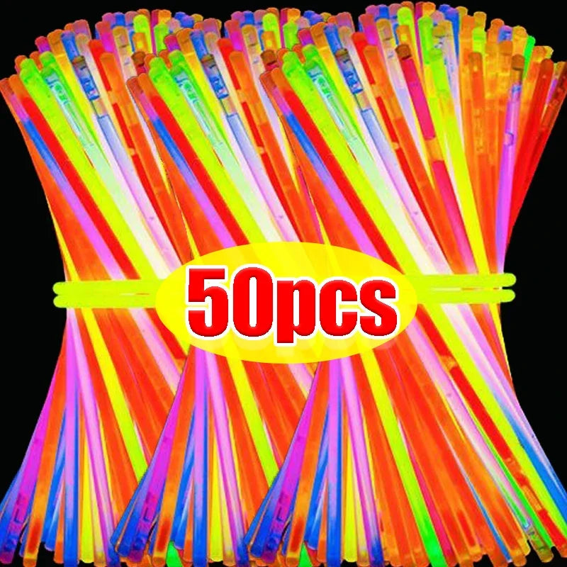 50/5st Fluorescence Sticks Party Multicolor Glowing Stick Bright Light Light Brightable Glow Armband Party Supplies