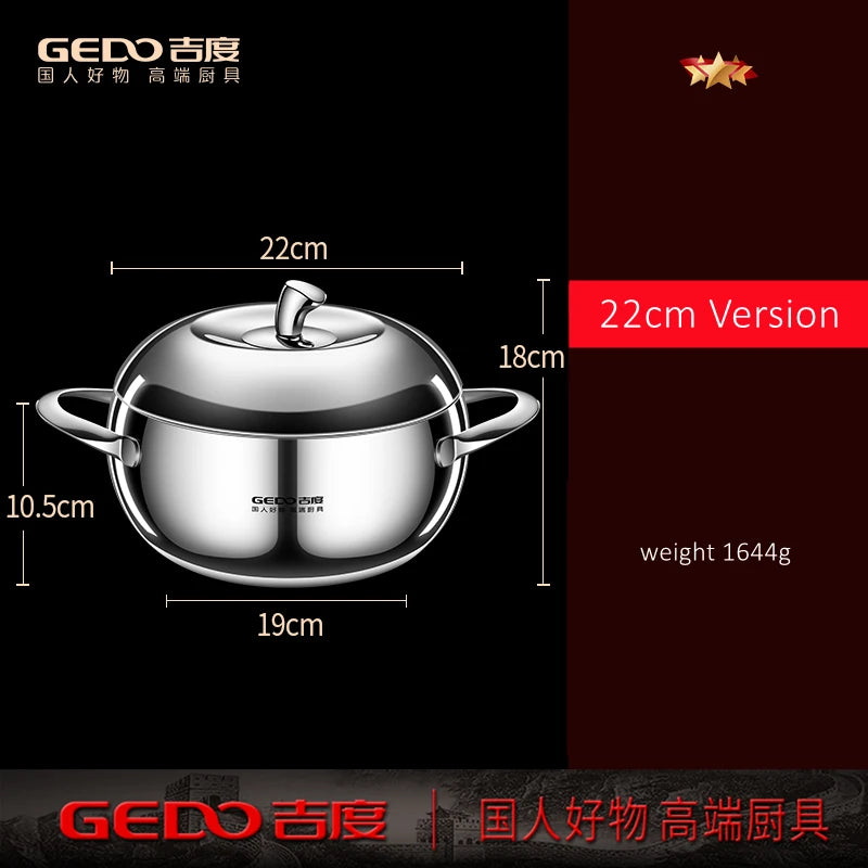 LFGB Certification Apple Shape 3.2L 304 Stainless Steel Kitchen Saucepot Ultra Thick Stewing Pot Internal Circulation Soup Pot