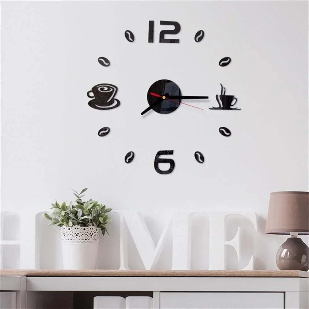 Orologio da parete digitale adesivo design moderno fai da te cucina soggiorno decorazioni per la casa fai da te ago al quarzo