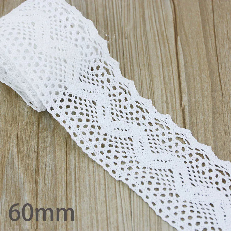 (5Meter/roll) White Beige Cotton Embroidered Lace Net Ribbons Fabric Trim DIY Sewing Handmade Craft Materials