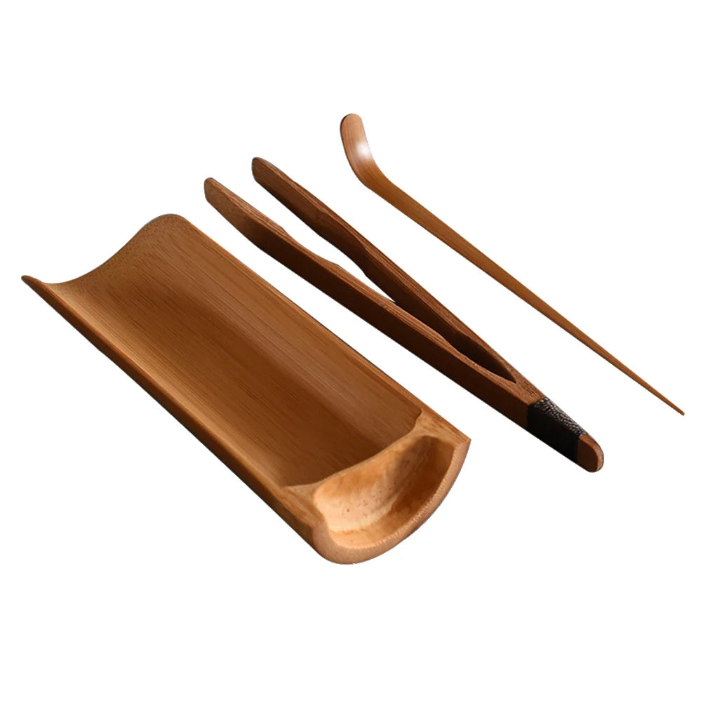 3pcs Tea Ceremony Utensil Tools Set Chinese Gong Fu Tea Tool Kungfu Tea Set Natural Tea Tools Tea Scoop Spoon Tongs for Tea