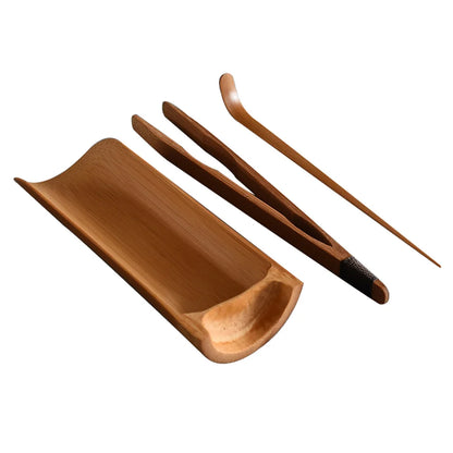 3pcs Tea Ceremony Utensil Tools Set Chinese Gong Fu Tea Tool Kungfu Tea Set Natural Tea Tools Tea Scoop Spoon Tongs for Tea