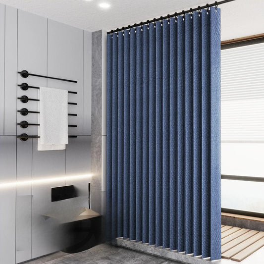 Waterproof Laminated Imitation Linen  Large Ring Strong Thick Cloth Opaque Shower Curtain for Shower Curtains in Bathrooms