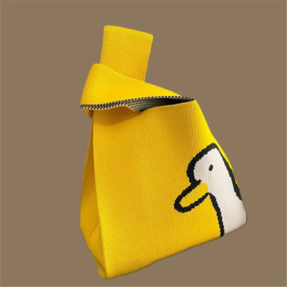 Women Handmade Knitted Small Handbag Casual Wrist Bag Versatile Shopper Mini Tote Bag Student Reusable Shoulder Bag Daily Use