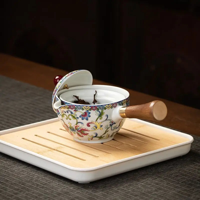 Chinese Kung Fu Ceramic Tea Set Portable 360 Rotation Teapot Travel Tea Set Creative Household Teacup Teaware Sets Gift Box