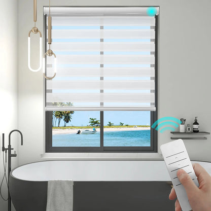 Cordless Motorized Zebra Blinds With Wifi Tuya Motor Remote Control Blackout Black Zebra Blinds