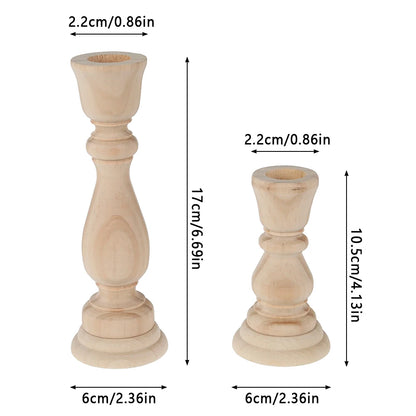 Wooden Candlesticks Unfinished DIY Classic Craft Candle Holders for Paint or Living Room Home Wedding Holiday Decorations