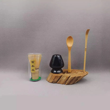 4 în 1 Set match Set Bamboo Whisk linguriță Seturi de ceai din ceai din ceai pentru calea ceaiului de ceai de casă