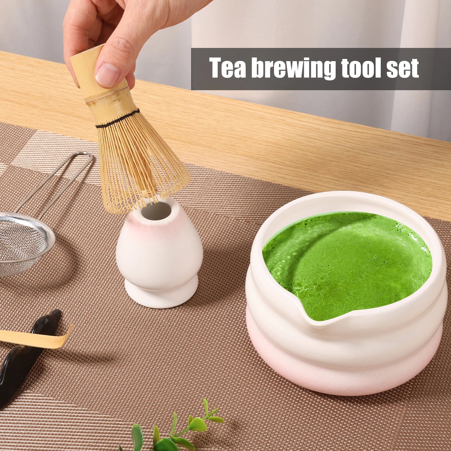 Japanese Matcha Tea Set Easy to Use Elegant Green Matcha Kit Smooth Help Relaxing Japanese Tea Making Set for Your Home Use
