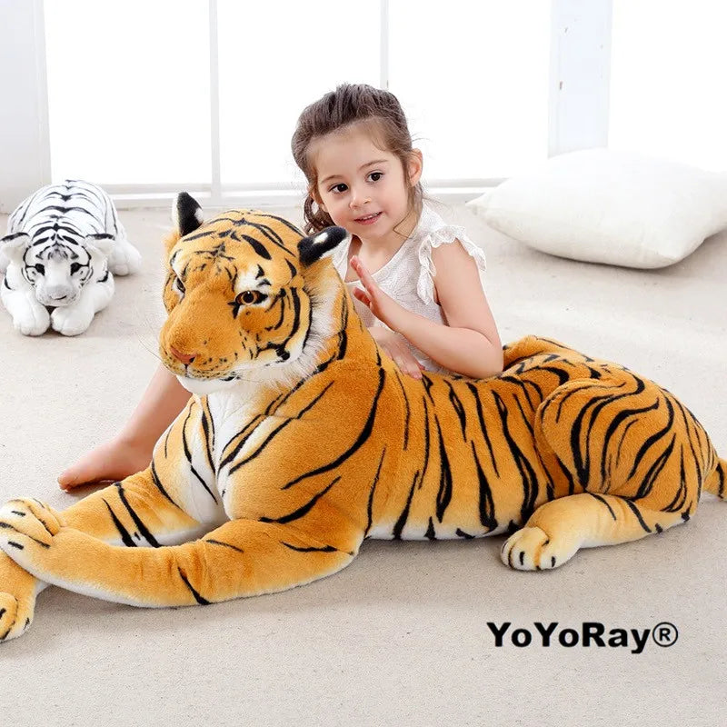 30-90cm Lifelike Tiger Leopard Plush Toys Soft Wild Animals Simulation White Tiger Jaguar Doll Children Kids Birthday Gifts