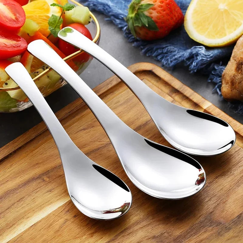 1/2/4PCS Stainless Steel Soup Spoon Deepen Large Capacity Spoon Silver Mirror Polished Flatware Soup Rice Home Kitchen Tableware