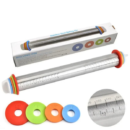 43cm Stainless Steel Adjustable Rolling Pin Fondant Rolling Pin Cake Roller Dough Rolling Pin Bakeware Tools